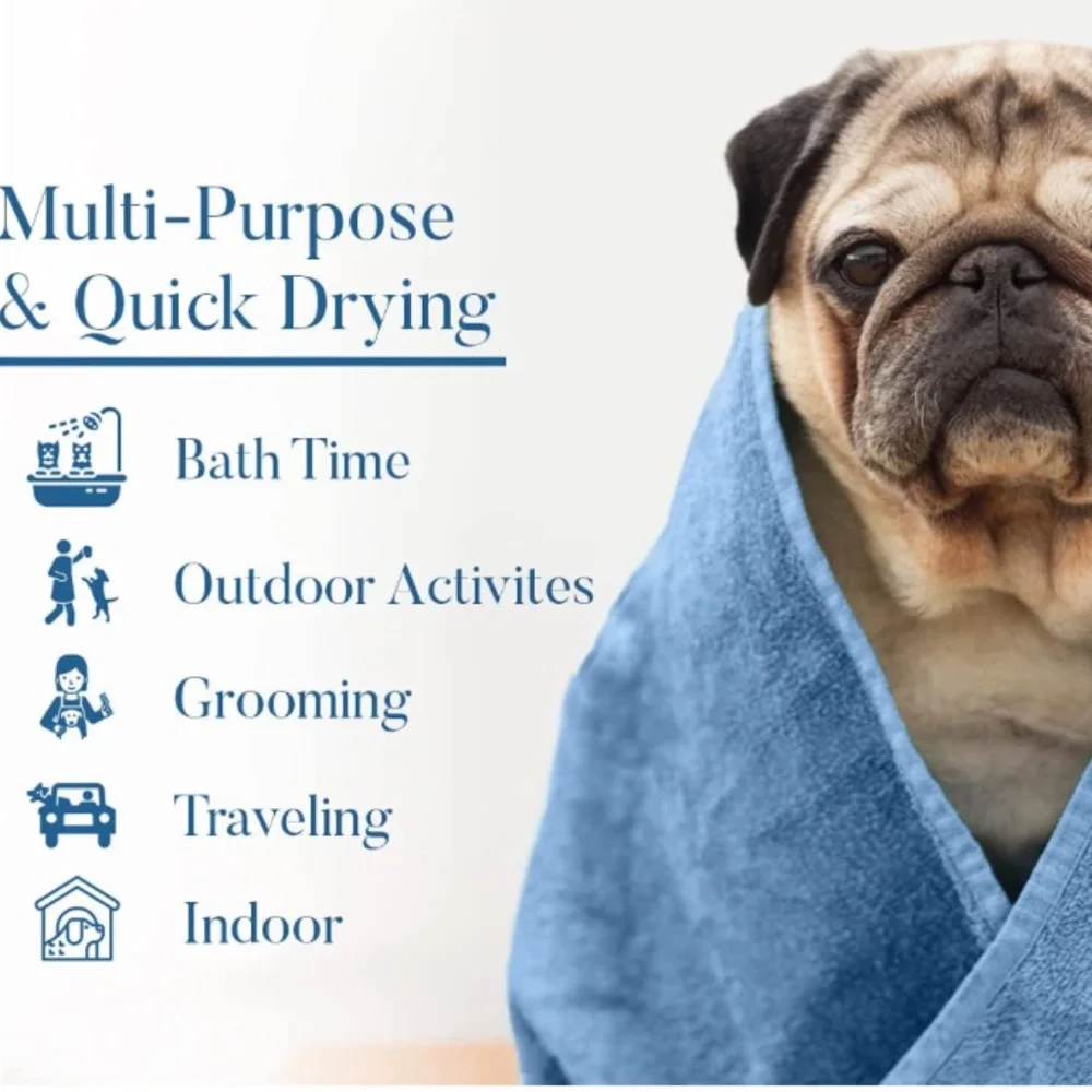 DAN RIVER 100% Cotton Dog Bath TowelDog Grooming Towels Absorbent Dog Towels